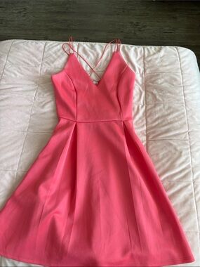 Charlotte Russe Coral Pink V-Neck Spaghetti Strap Mini Dress